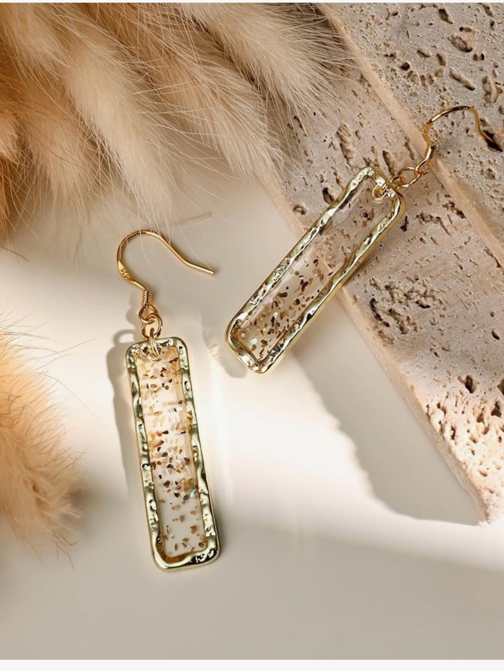 NWOT Gold and Cream Dangle Earrings NWOT